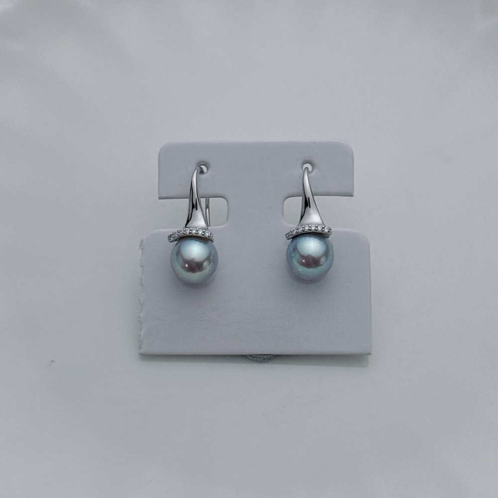 E151 S925 Akoya Sea Pearl Hook Earrings
